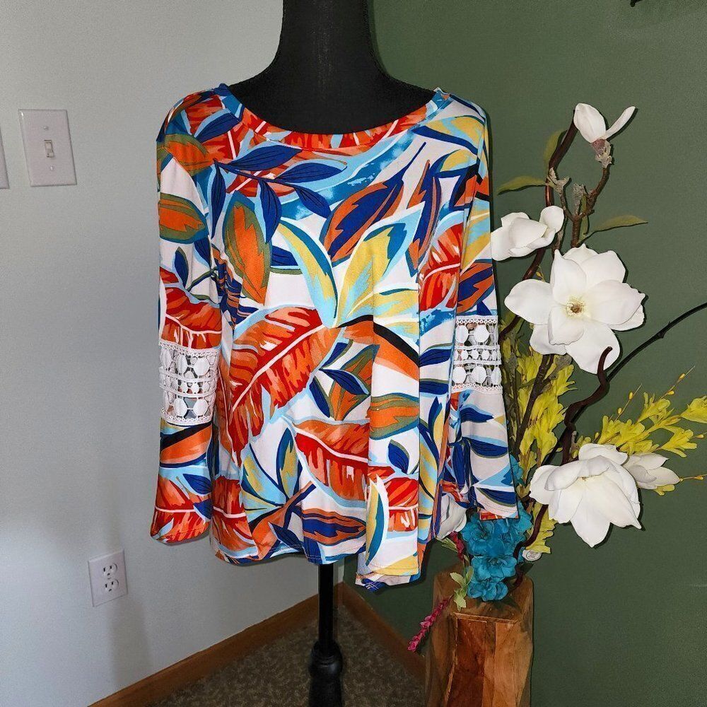 Studio Works Bell Sleeve With Lace Plus Size